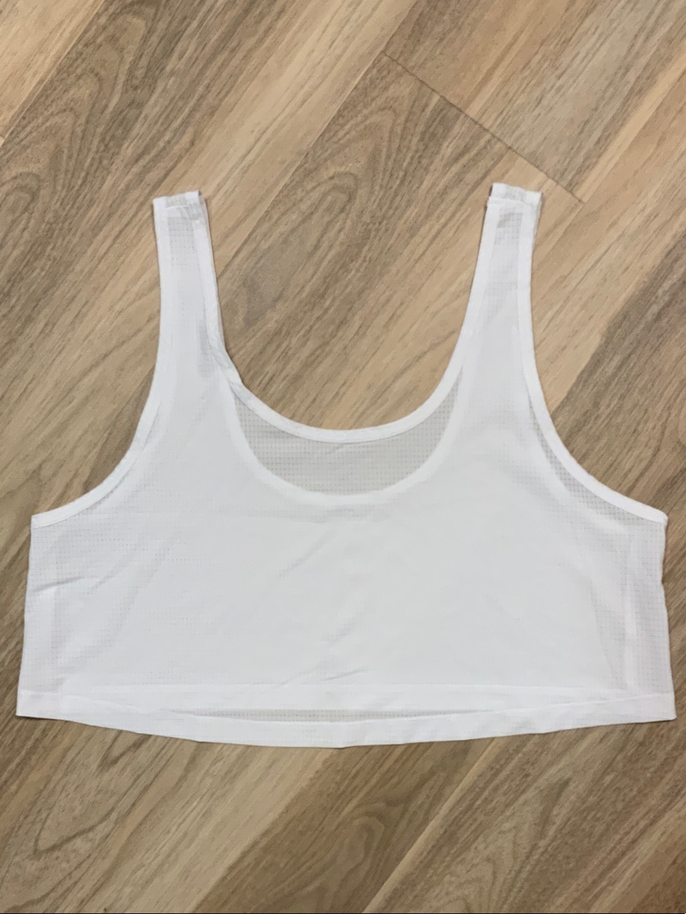 ALO Yoga White Mesh Crop Tank Top